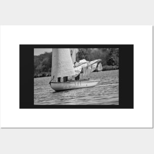 Sailing boat on Wroxham Broad in the heart of the Norfolk Broads Posters and Art